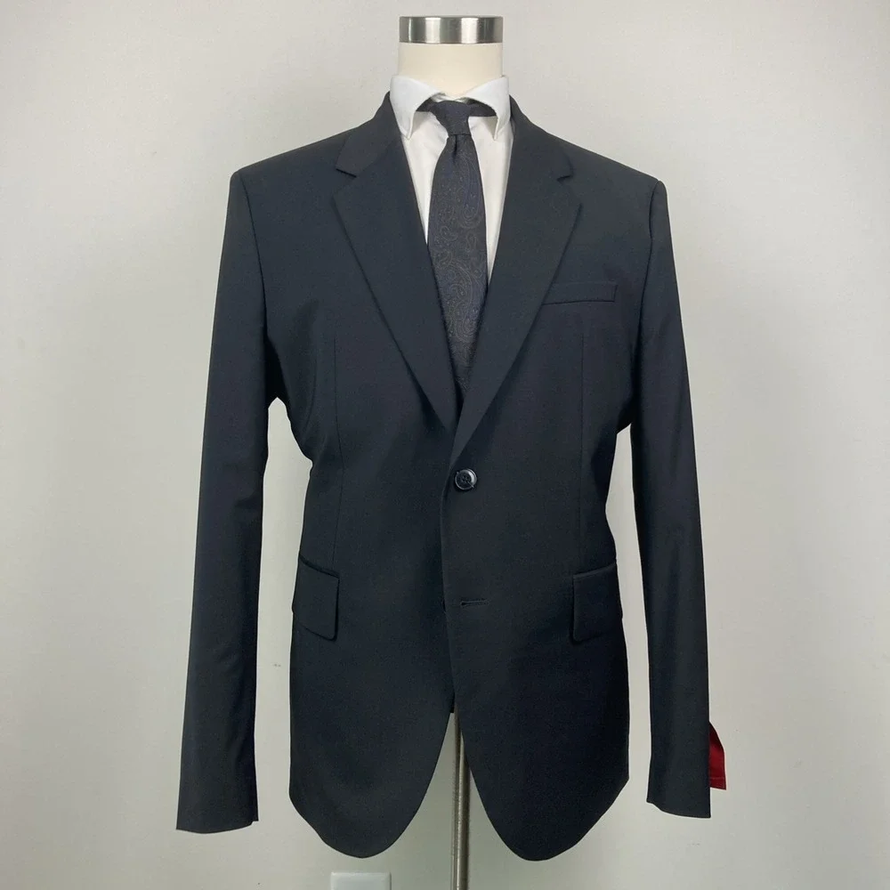 HUGO BOSS Black Wool Karl232X Mens Blazer Suit Jacket‎ Sport Coat 46R